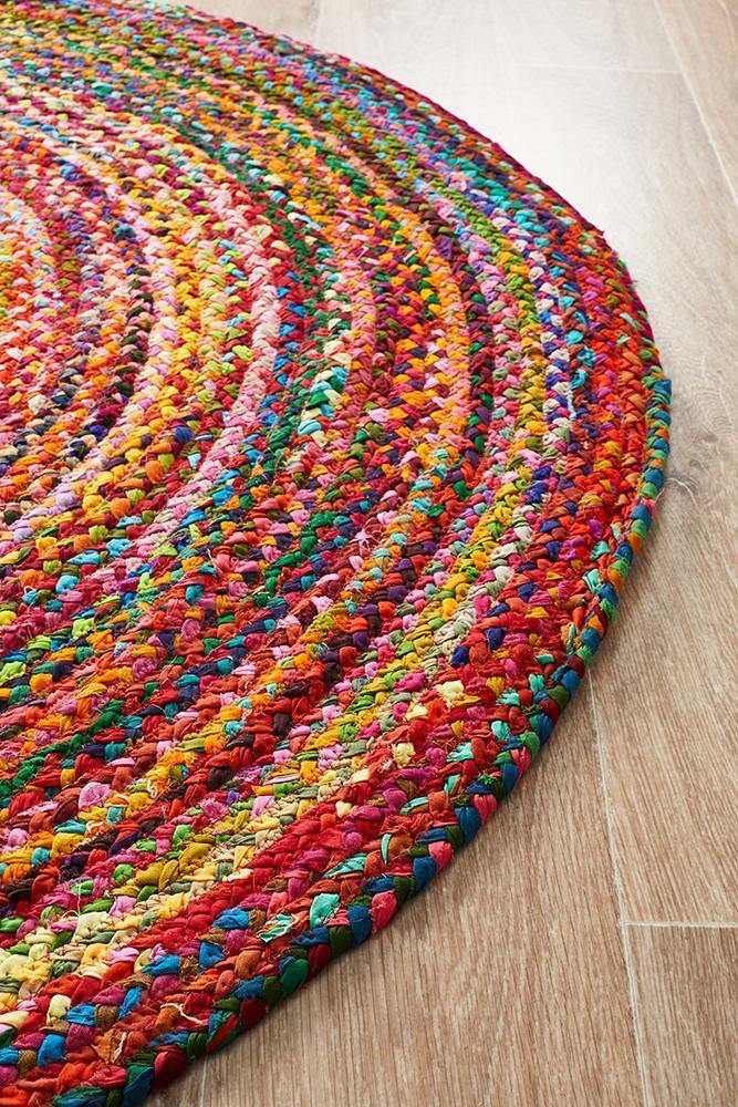 Atrium Chandra Braided Cotton Rug Multi - Cozy Rugs Australia