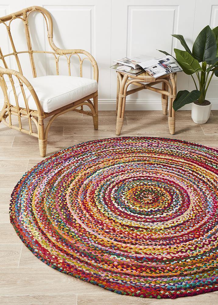 Atrium Chandra Braided Cotton Rug Multi - Cozy Rugs Australia