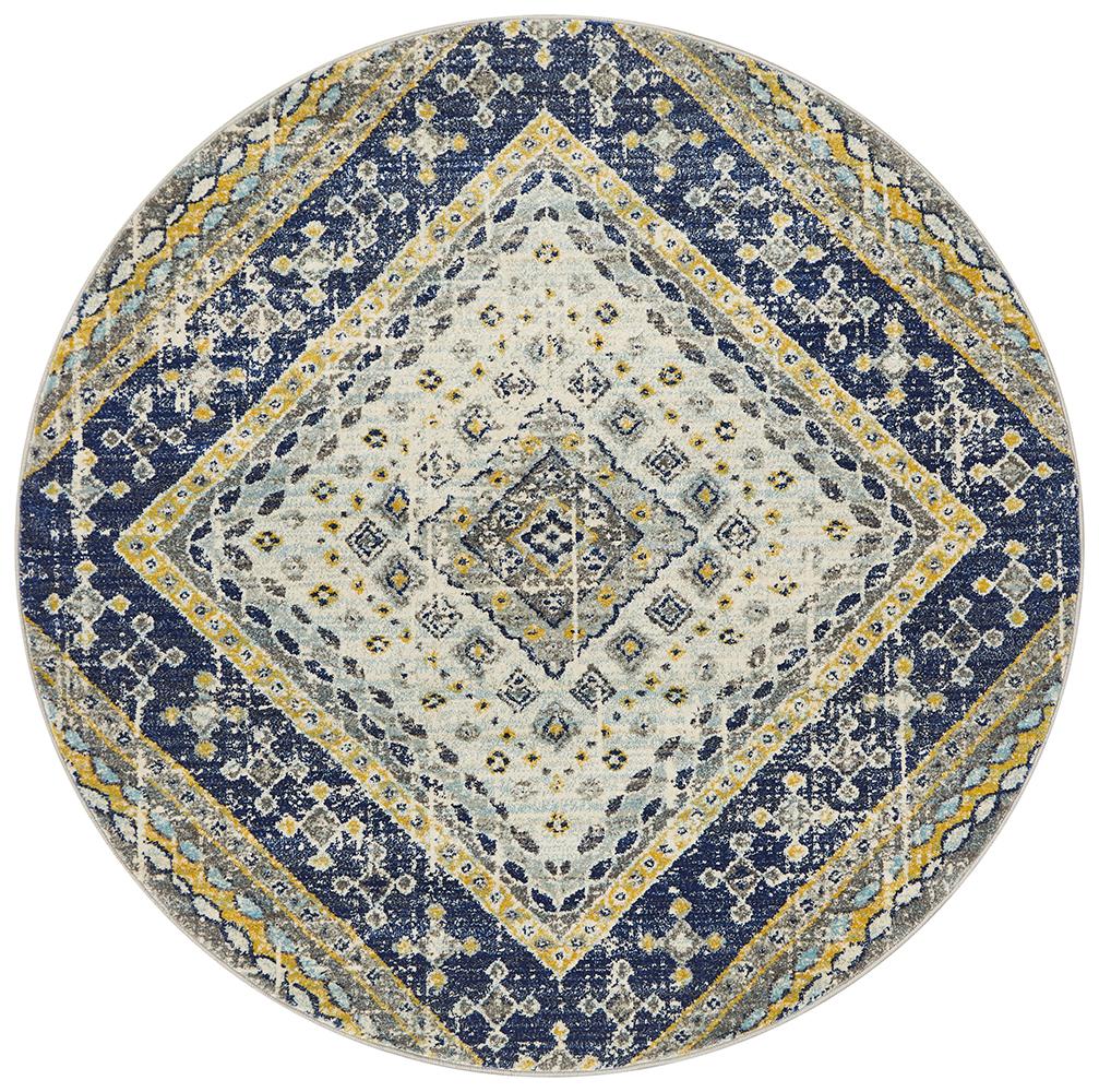 Babylon 203 Navy Round Rug