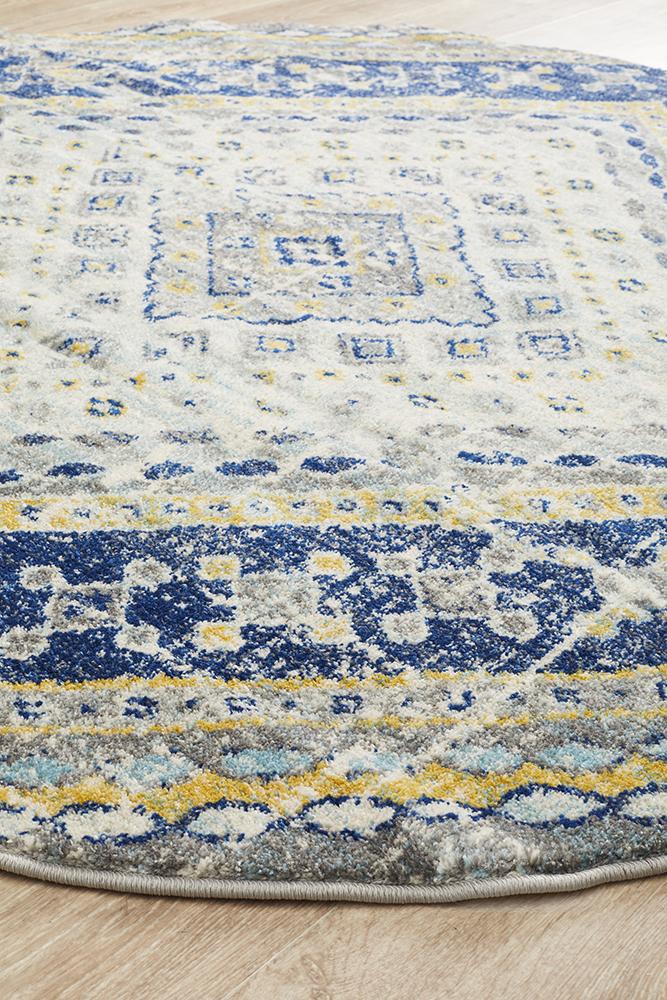 Babylon 203 Navy Round Rug