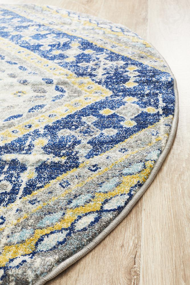 Babylon 203 Navy Round Rug