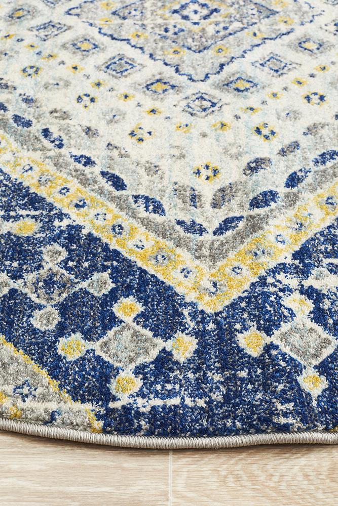 Babylon 203 Navy Round Rug