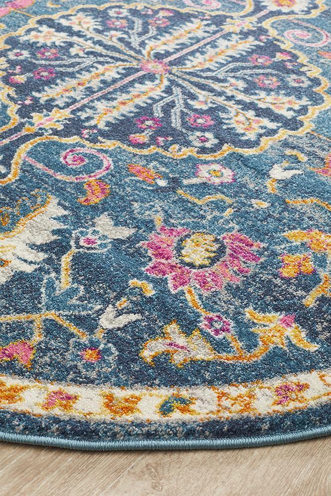 Babylon 209 Navy Round Rug - Cozy Rugs Australia