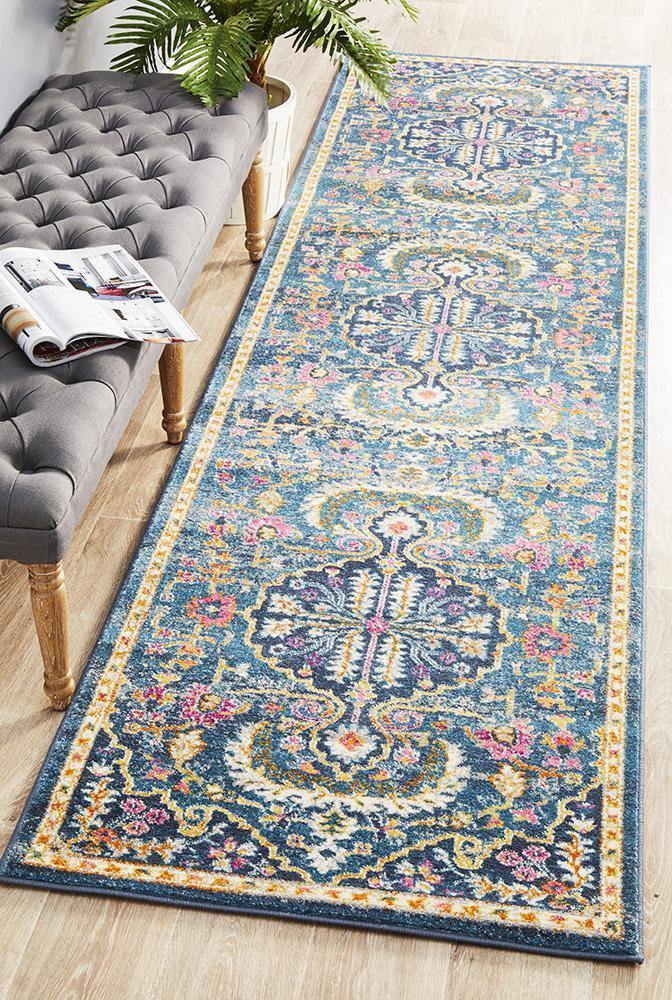 Babylon 209 Navy Runner Rug - Cozy Rugs Australia