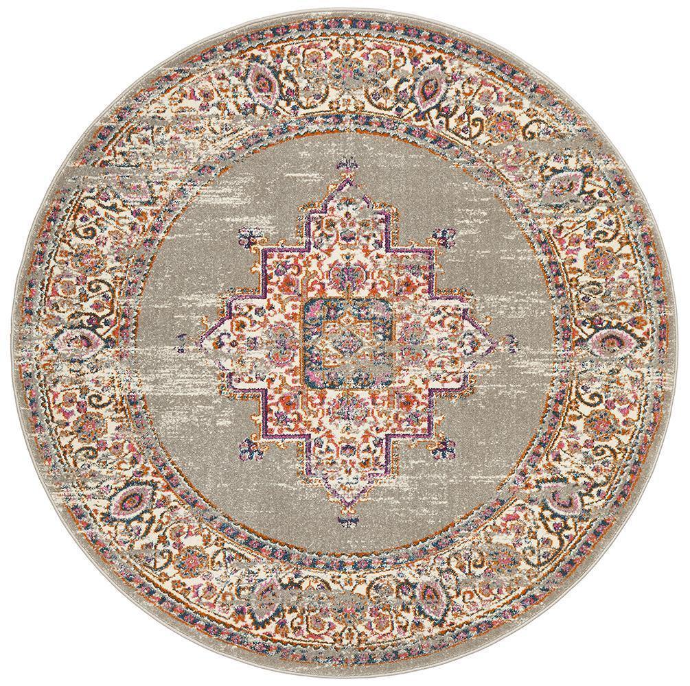 Babylon 211 Grey Round Rug - Cozy Rugs Australia