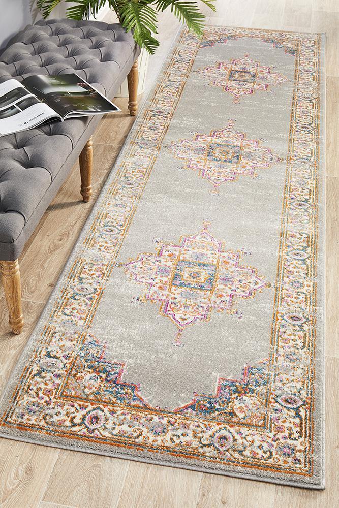 Babylon 211 Grey Runner Rug - Cozy Rugs Australia