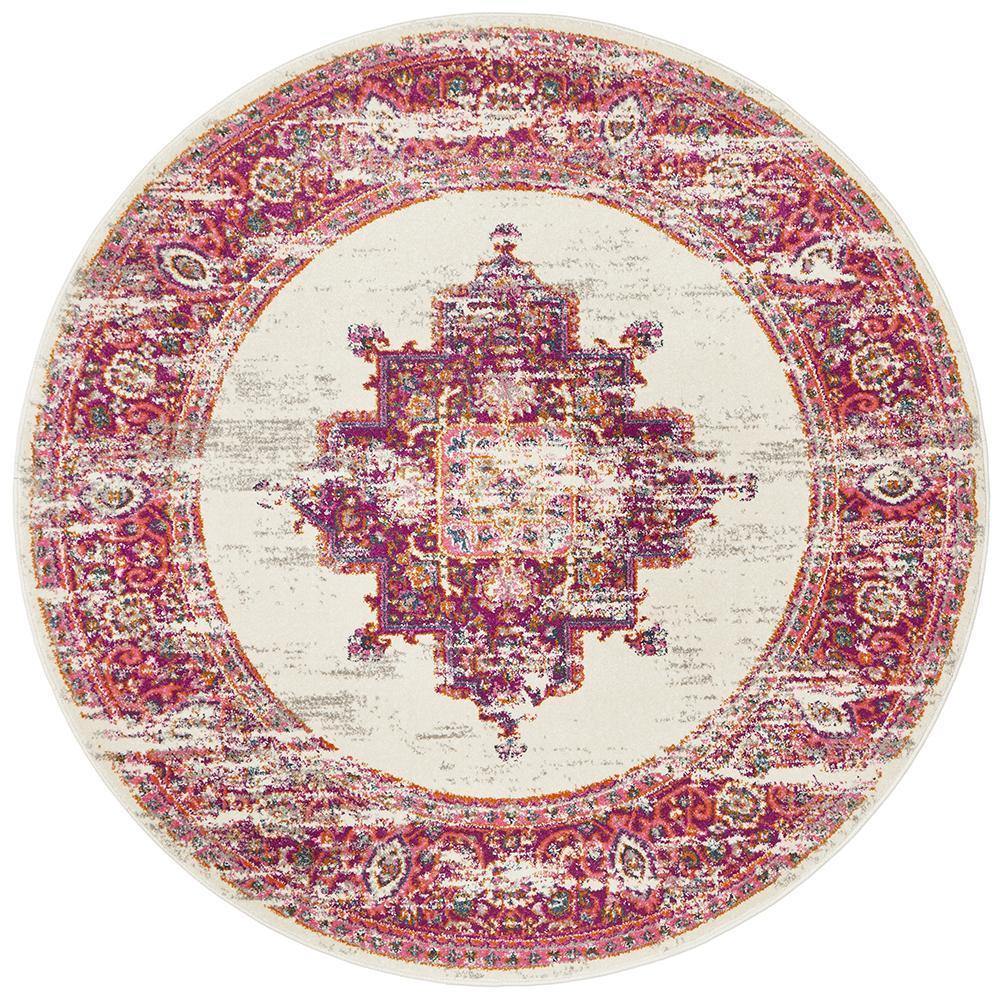 Babylon 211 Pink Round Rug - Cozy Rugs Australia