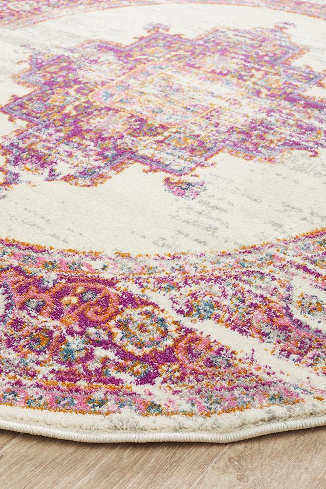 Babylon 211 Pink Round Rug - Cozy Rugs Australia