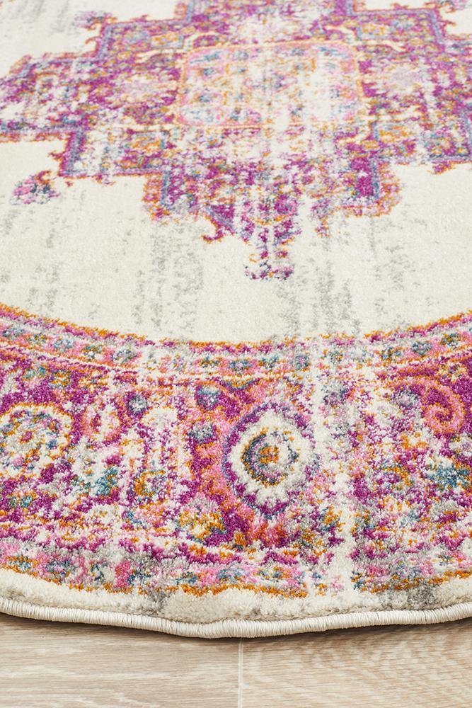 Babylon 211 Pink Round Rug - Cozy Rugs Australia