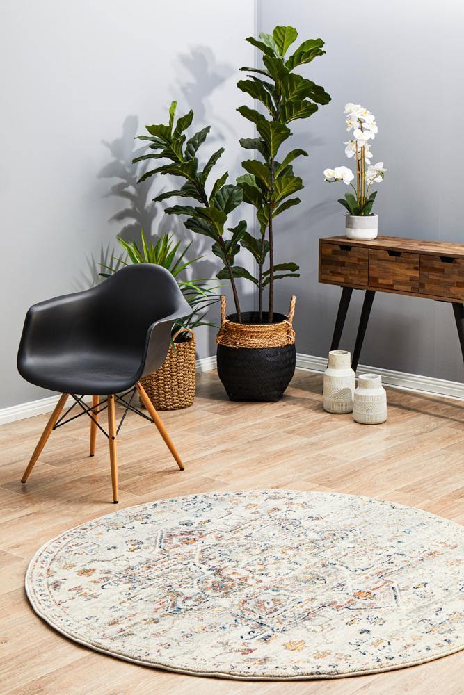 Century 911 Silver Round Rug - Cozy Rugs Australia