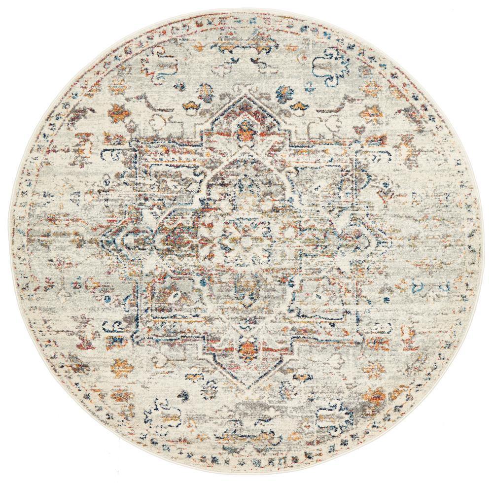 Century 911 Silver Round Rug - Cozy Rugs Australia