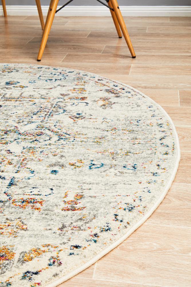 Century 911 Silver Round Rug - Cozy Rugs Australia