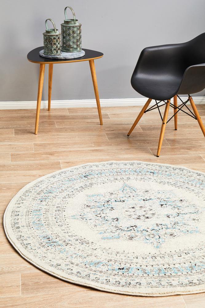Century 922 White Round Rug - Cozy Rugs Australia