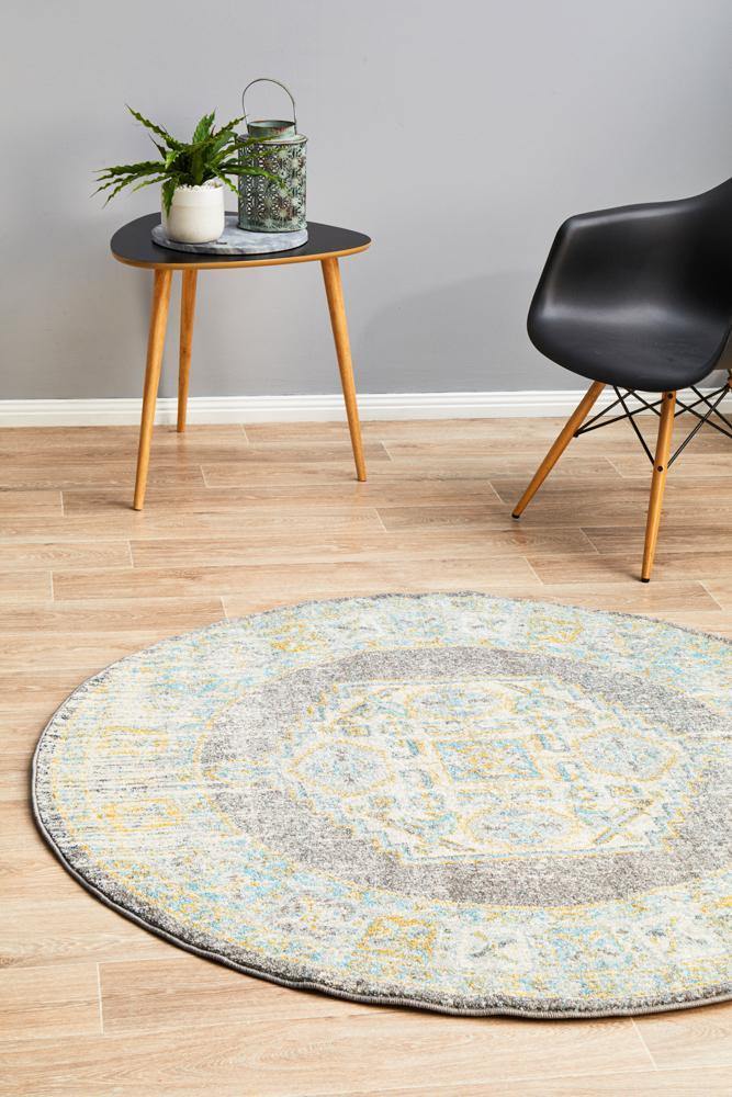 Century 944 Grey Round Rug - Cozy Rugs Australia