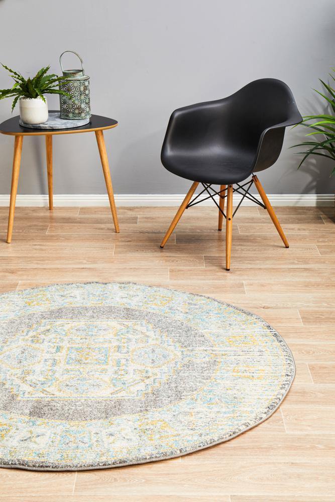 Century 944 Grey Round Rug - Cozy Rugs Australia