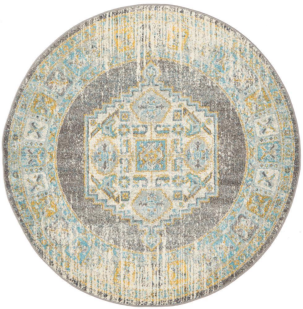 Century 944 Grey Round Rug - Cozy Rugs Australia
