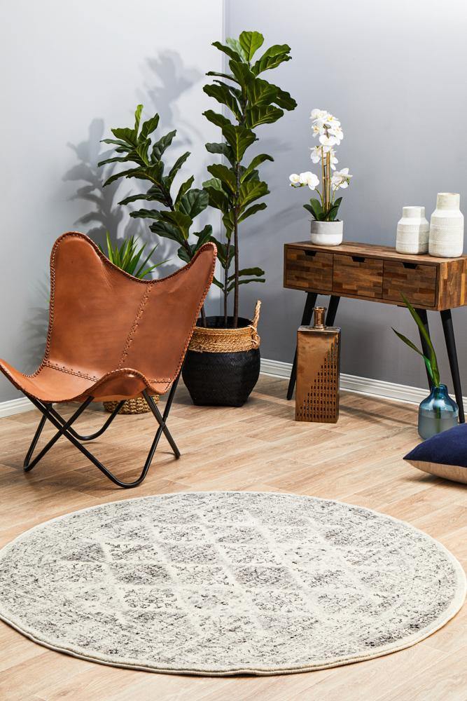 Century 999 Grey Round Rug - Cozy Rugs Australia