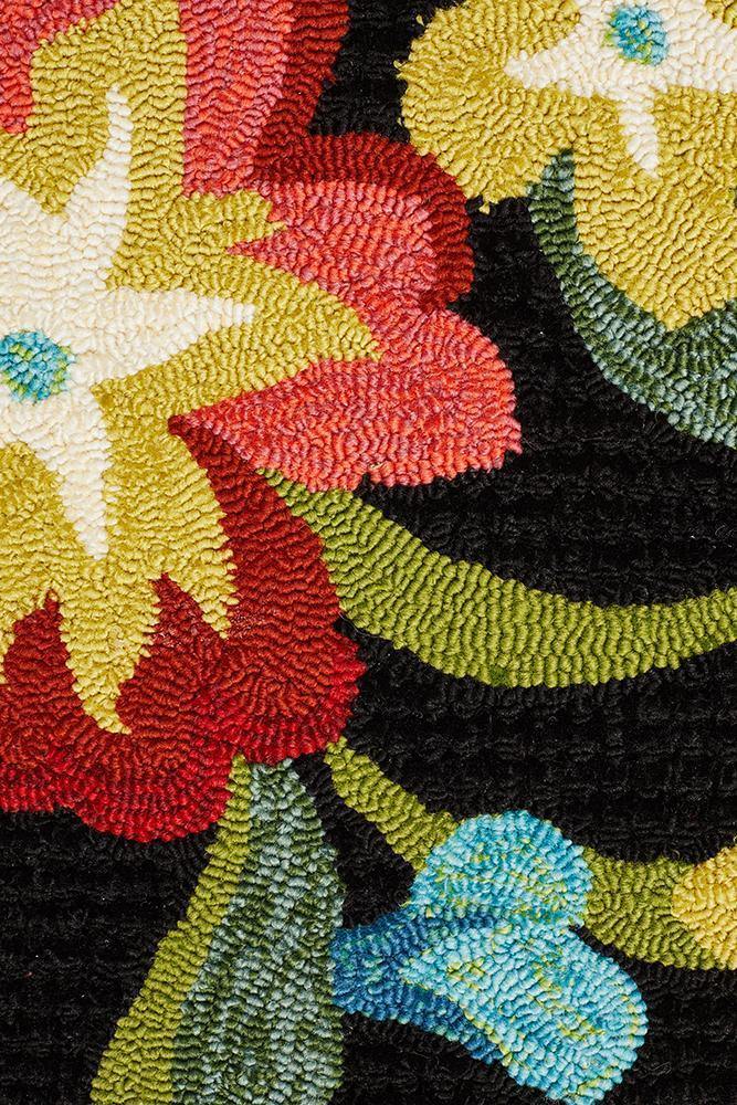 Copacabana Kelsey Bouquet Black Indoor Outdoor Rug - Cozy Rugs Australia