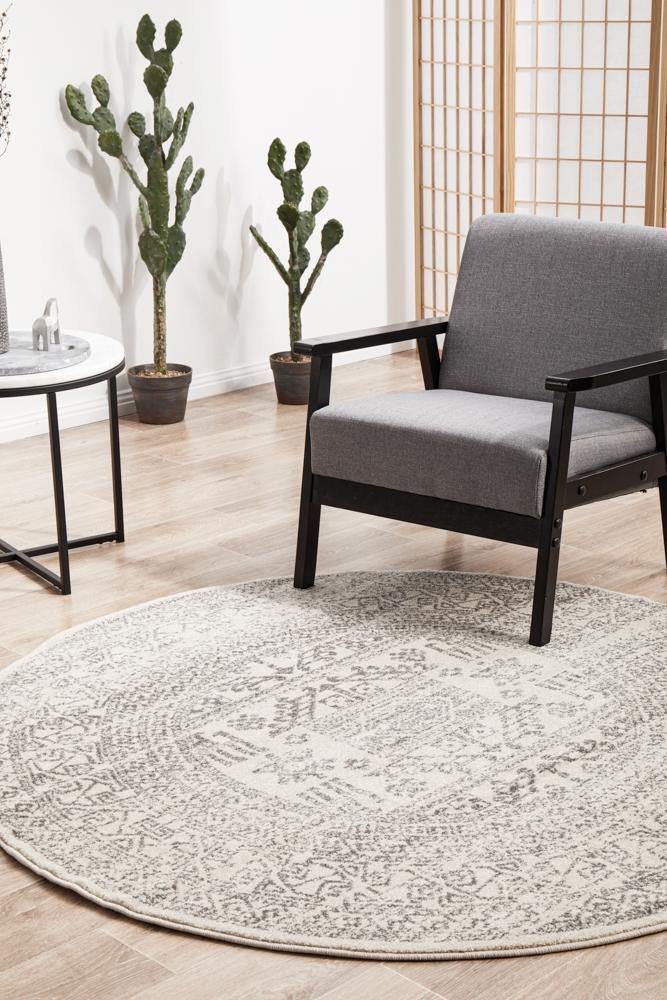 Chrome Addison Silver Round Rug - Cozy Rugs Australia