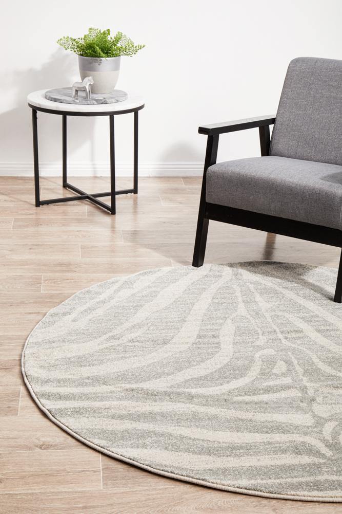 Chrome Savannah Silver Round Rug - Cozy Rugs Australia