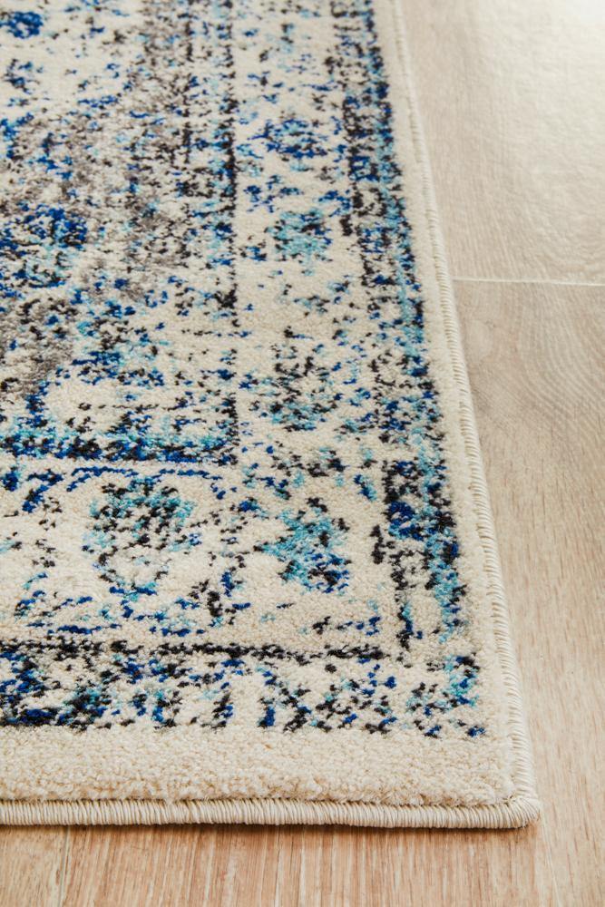 Evoke Mist White Transitional Runner Rug - Cozy Rugs Australia