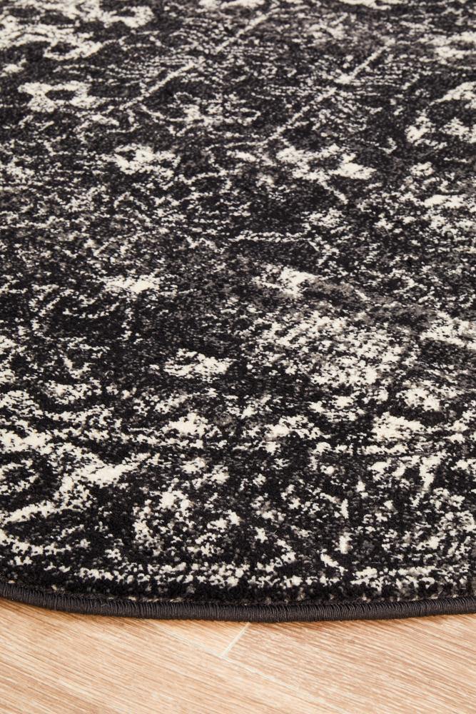 Evoke Estella Charcoal Transitional Round Rug - Cozy Rugs Australia