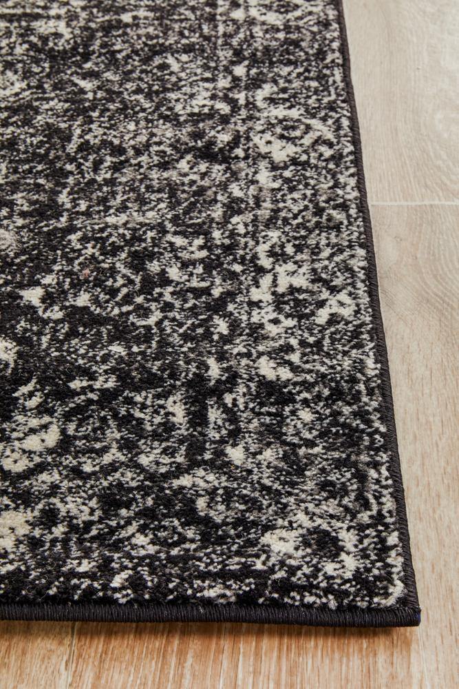 Evoke Estella Charcoal Transitional Runner Rug - Cozy Rugs Australia