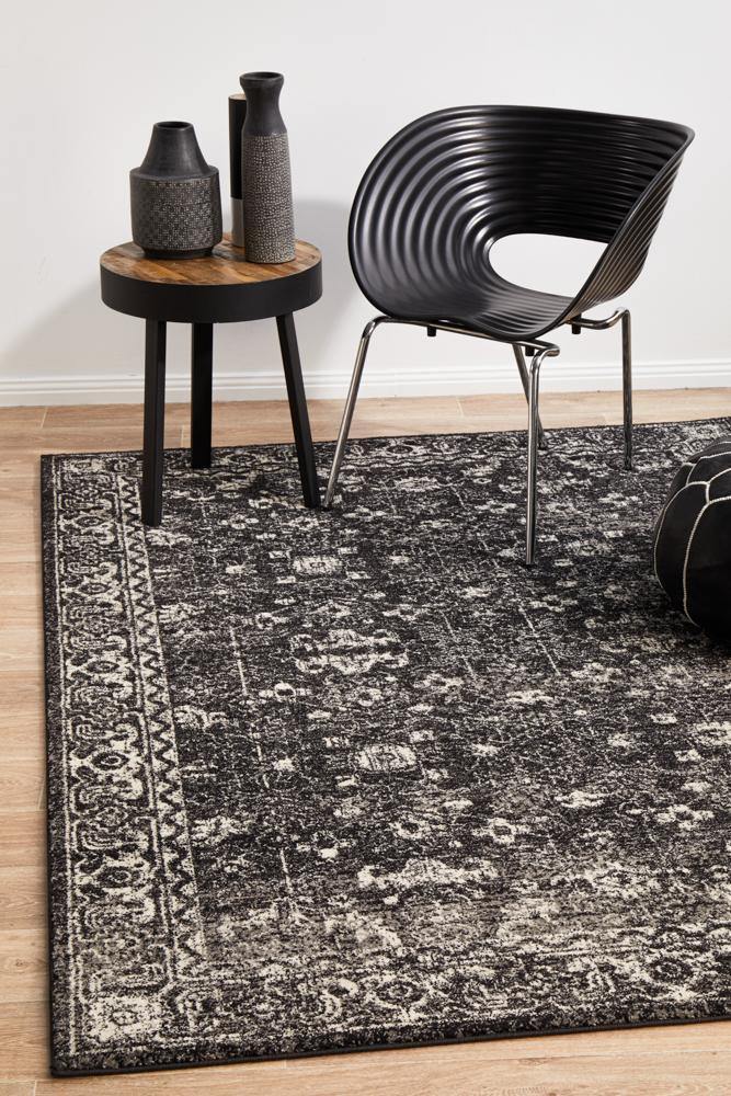 Evoke Estella Charcoal Transitional Rug - Cozy Rugs Australia