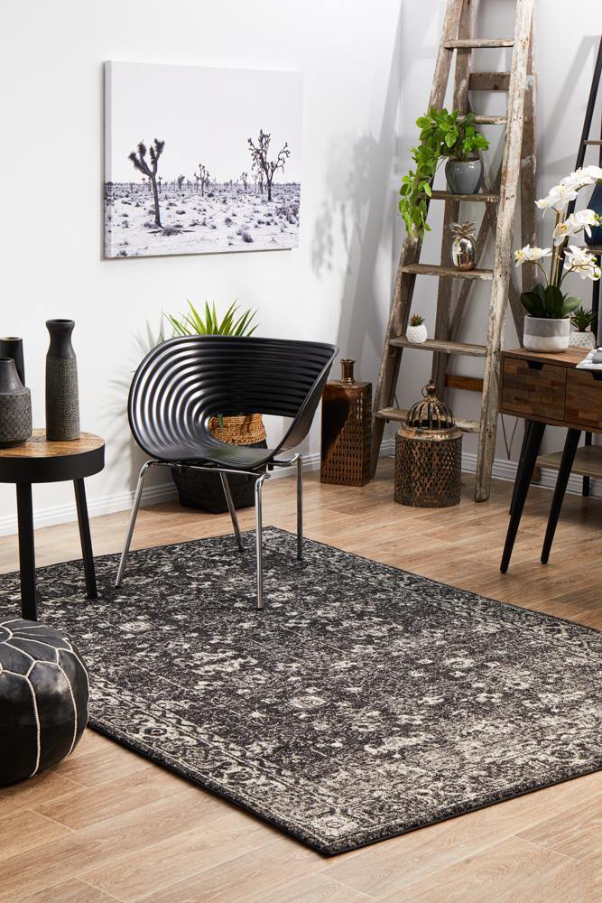 Evoke Estella Charcoal Transitional Rug - Cozy Rugs Australia