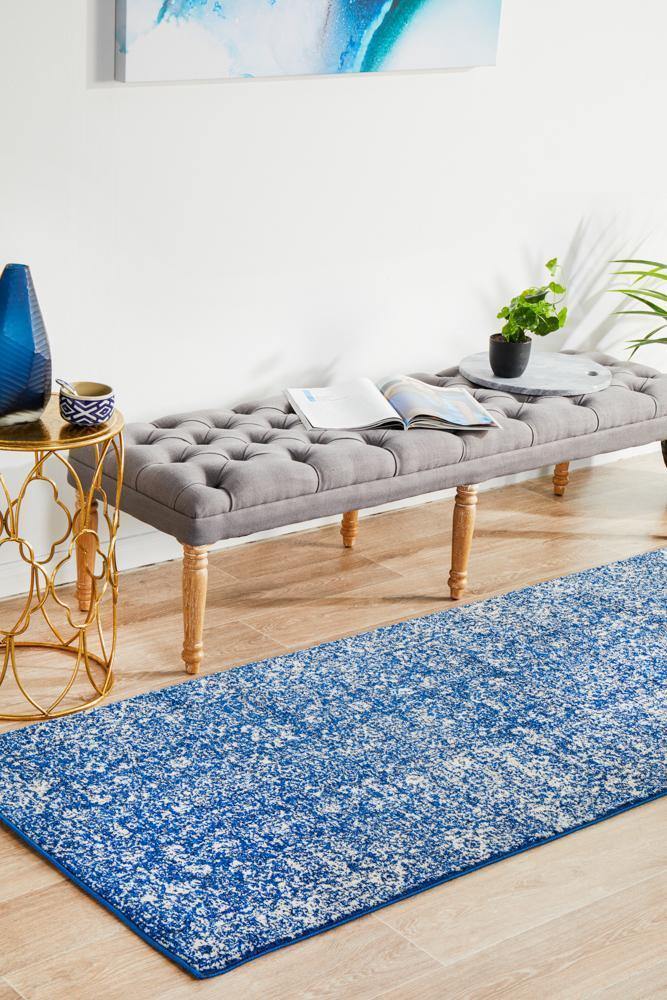 Evoke Oasis Navy Transitional Runner Rug - Cozy Rugs Australia