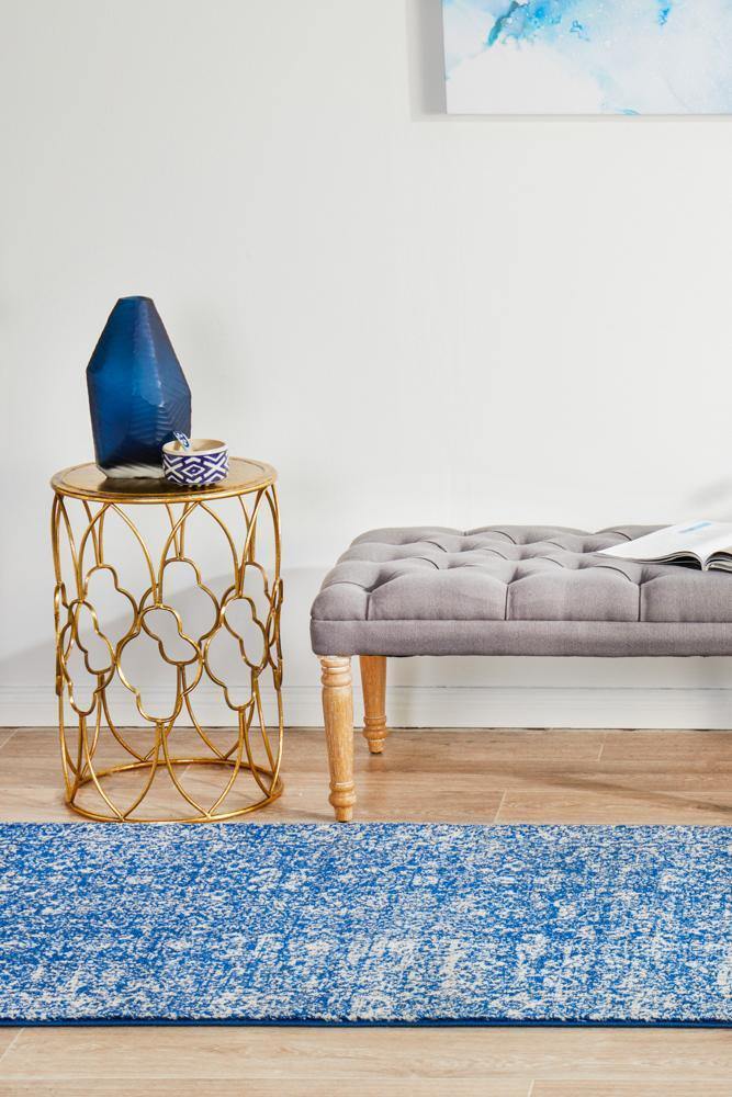 Evoke Oasis Navy Transitional Runner Rug - Cozy Rugs Australia