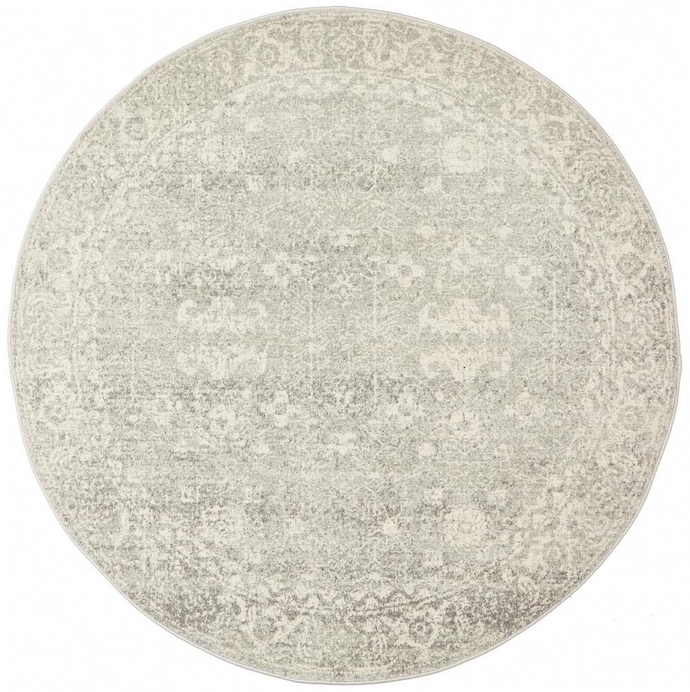 Evoke Shine Silver Transitional Round Rug - Cozy Rugs Australia