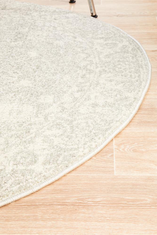 Evoke Shine Silver Transitional Round Rug - Cozy Rugs Australia