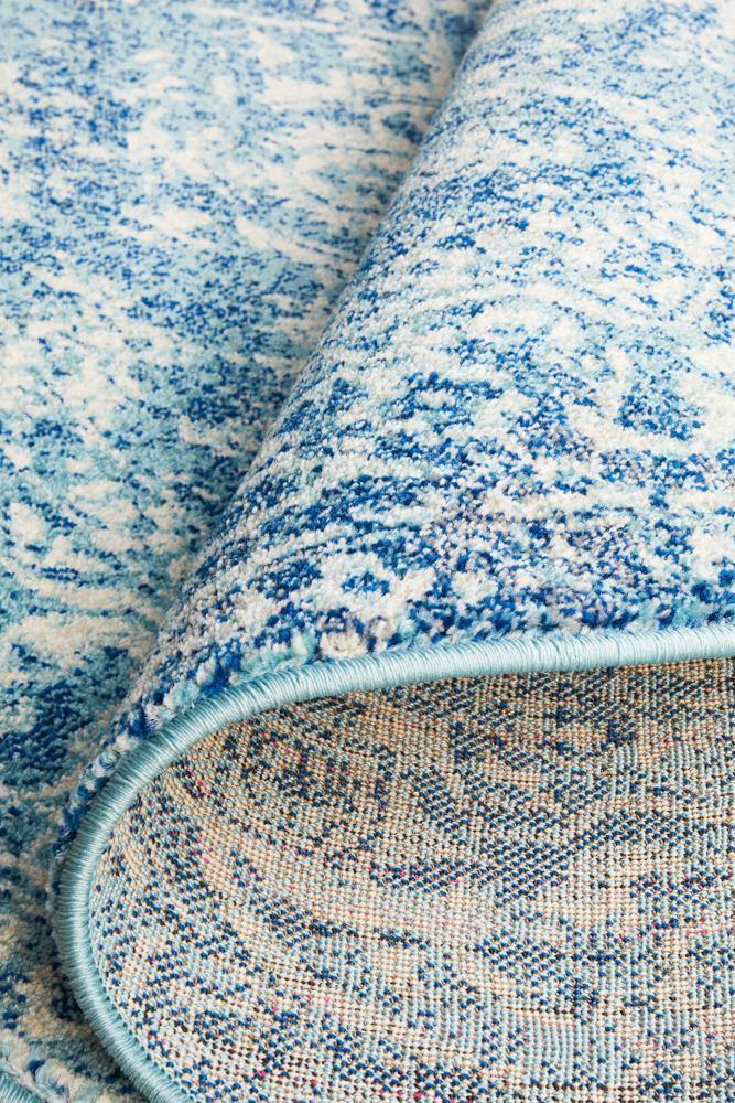 Evoke Muse Blue Transitional Round Rug - Cozy Rugs Australia