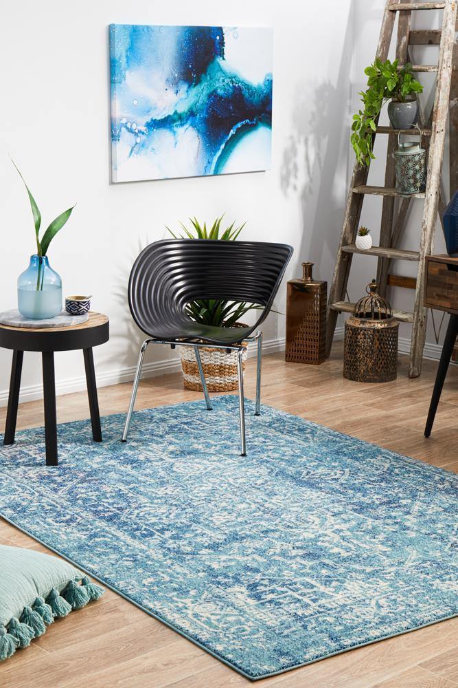 Evoke Muse Blue Transitional Rug - Cozy Rugs Australia