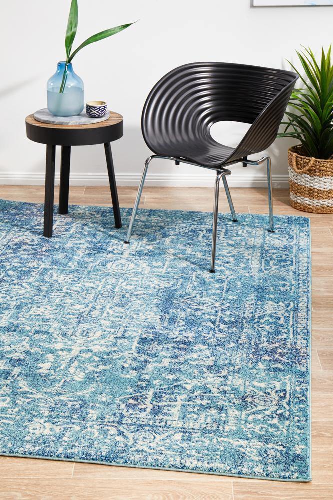 Evoke Muse Blue Transitional Rug - Cozy Rugs Australia