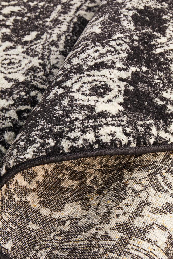 Evoke Scape Charcoal Transitional Round Rug - Cozy Rugs Australia