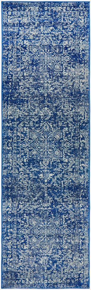 Evoke Contrast Navy Transitional Runner Rug - Cozy Rugs Australia