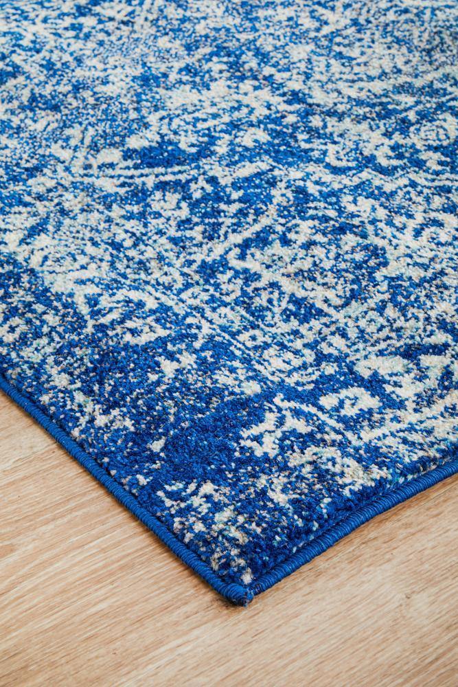 Evoke Contrast Navy Transitional Runner Rug - Cozy Rugs Australia