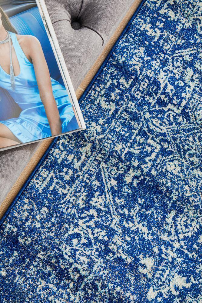 Evoke Contrast Navy Transitional Runner Rug - Cozy Rugs Australia