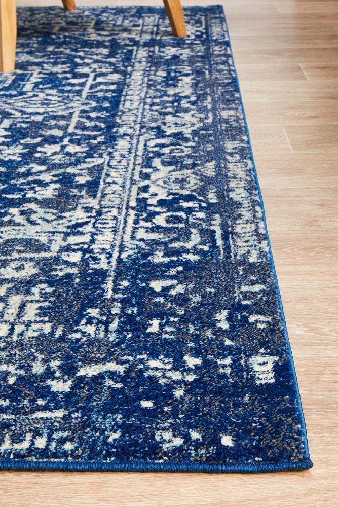 Evoke Contrast Navy Transitional Rug - Cozy Rugs Australia