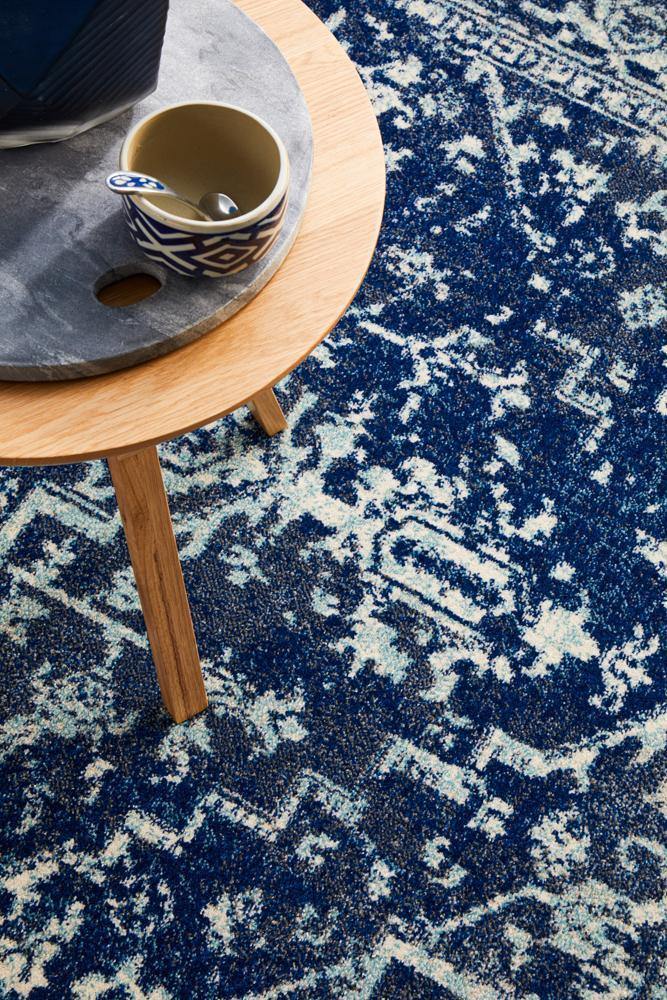 Evoke Contrast Navy Transitional Rug - Cozy Rugs Australia