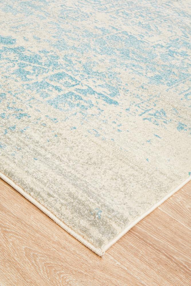 Evoke Glacier White Blue Transitional Rug - Cozy Rugs Australia