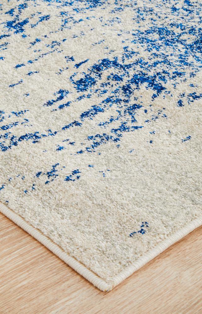 Evoke Horizon White Navy Transitional Runner Rug - Cozy Rugs Australia