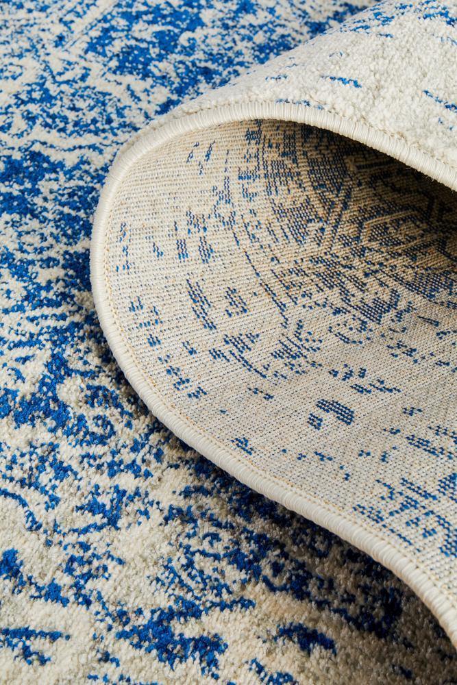 Evoke Horizon White Navy Transitional Runner Rug - Cozy Rugs Australia