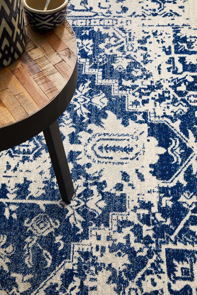 Evoke Horizon White Navy Transitional Rug - Cozy Rugs Australia