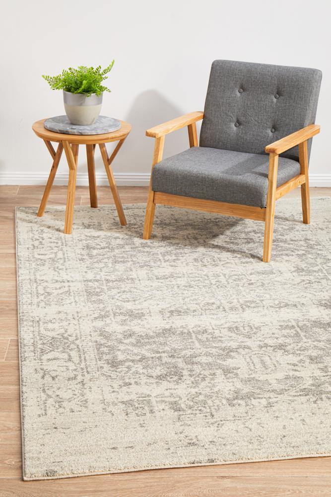 Evoke Dream White Silver Transitional Rug - Cozy Rugs Australia