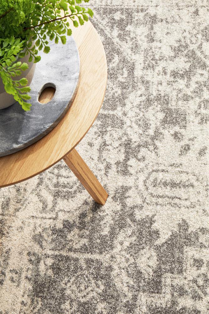 Evoke Dream White Silver Transitional Rug - Cozy Rugs Australia