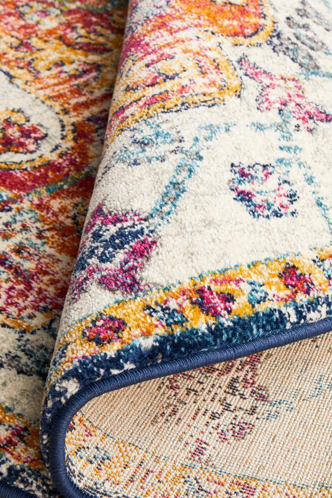 Evoke Carnival White Transitional Round Rug - Cozy Rugs Australia