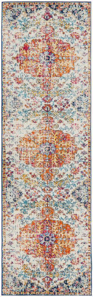 Evoke Carnival White Transitional Runner Rug - Cozy Rugs Australia
